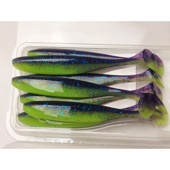 Силікон Keitech Easy Shiner 4" (7 шт/упак), колір:pal#06 violet lime berry, Довжина силікону: 4" (10.2 см), Колір силікону: PAL#06 Violet Lime Berry, фото , изображение 6