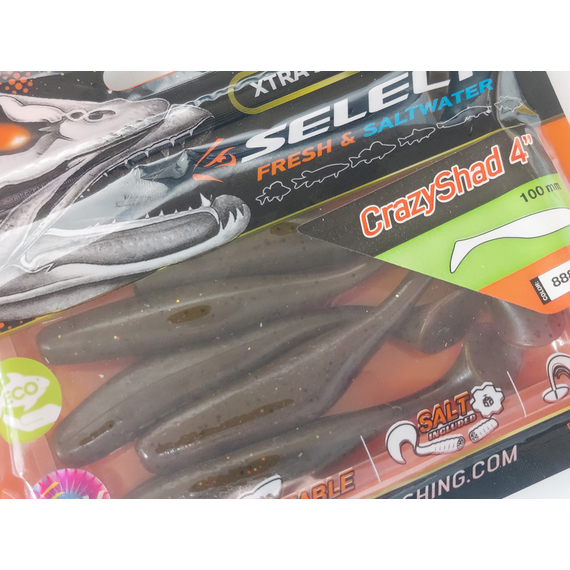 Силикон Select Crazy Shad 4" col.888 (5 шт/упак), Длина силикона: 4.0" (10.16 см), Расцветка силикона: 888, фото , изображение 7