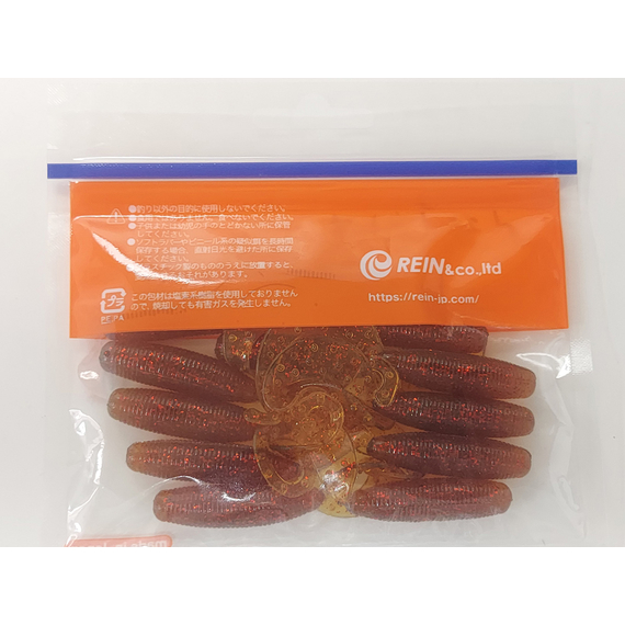 Силікон Reins Fat G-Tail Grub 2" 566 Motor Oil Red Flake (20шт/уп), Довжина силікону: 2.0" (5,08 см), Колір силікону: 566 Motor Oil Red Flake, фото , изображение 9