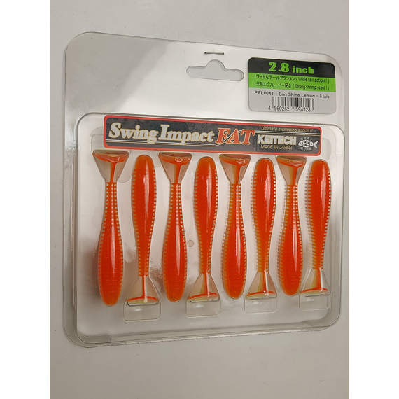 Силикон Keitech Swing Impact FAT 2.8" (8 шт/упак), цвет: pal#04 sun shine lemon, Длина силикона: 2.8" (7.1 см), Расцветка силикона: PAL#04 Sun Shine Lemon, фото , изображение 6