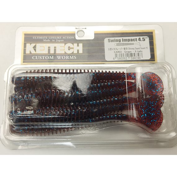 Силикон Keitech Swing Impact 4.5" (6 шт/упак) ц:ea#03 grape, Длина силикона: 4.5" (11.4 см), Расцветка силикона: EA#03 Grape, фото , изображение 5