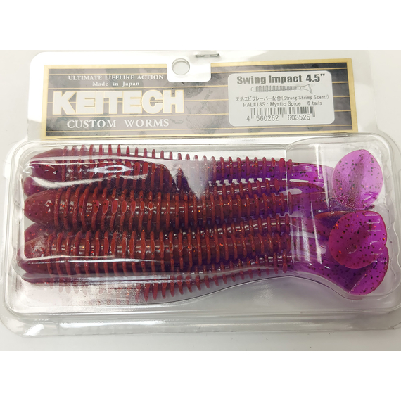 Силікон Keitech Swing Impact 4.5" (6 шт/упак), колір:pal#13 mistic spice, Довжина силікону: 4.5" (11.4 см), Колір силікону: PAL#13 Mistic Spice, фото , изображение 5