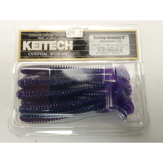 Силікон Keitech Swing Impact 4" (8 шт/упак), колір:ea#04 violet, Довжина силікону: 4" (10.2 см), Колір силікону: EA#04 Violet, фото , изображение 5