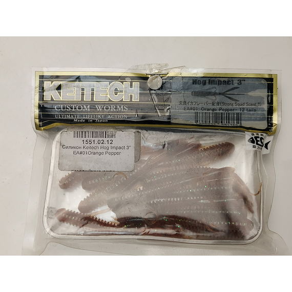 Силікон Keitech Hog Impact 3" (12 шт/упак), колір:ea#01 orange pepper, Довжина силікону: 3" (7.6 см), Колір силікону: EA#01 Orange Pepper, фото , изображение 6