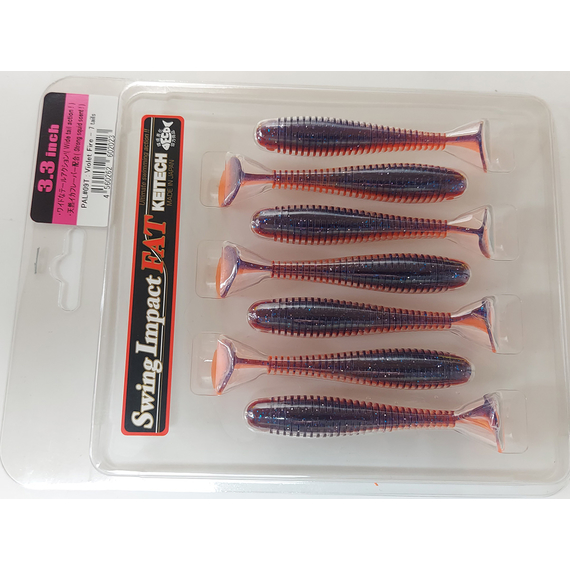Силікон Keitech Swing Impact FAT 3.3" (7 шт/упак), колір:pal#09 violet fire, Довжина силікону: 3.3" (8.4 см), Колір силікону: PAL#09 Violet Fire, фото , изображение 9