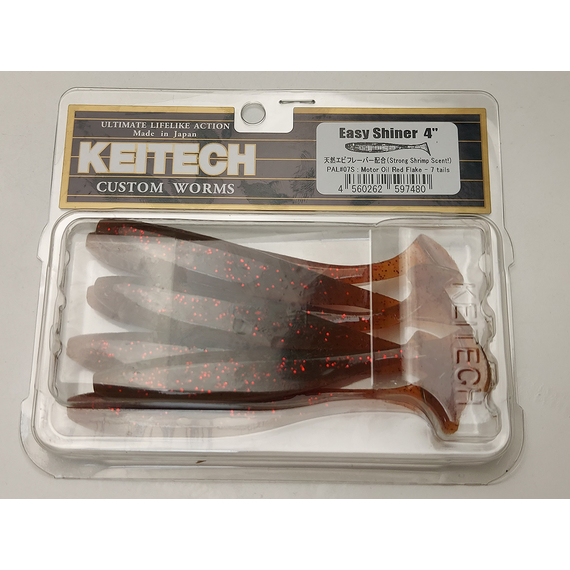 Силікон Keitech Easy Shiner 4" (7 шт/уп), колір:pal#07 motoroil red flake, Довжина силікону: 4" (10.2 см), Колір силікону: pal#07 motoroil red flake, фото , изображение 7
