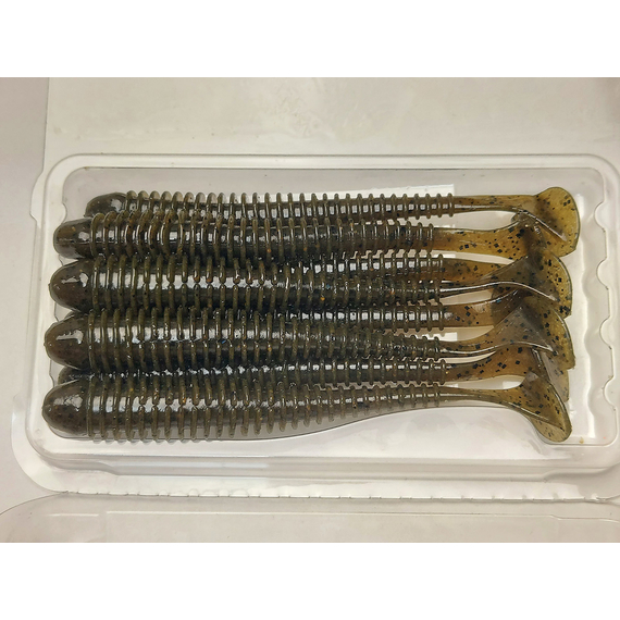 Силикон Keitech Swing Impact 4" (8 шт/упак) ц:101 green pumpkin pp., Длина силикона: 4" (10.2 см), Расцветка силикона: 101 Green Pumpkin PP, фото , изображение 5