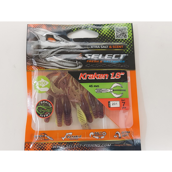 Силікон Select Kraken 1.8" col.201 (7 шт/упак), Довжина силікону: 1.8" (4.57 см), Колір силікону: 201, фото , изображение 5