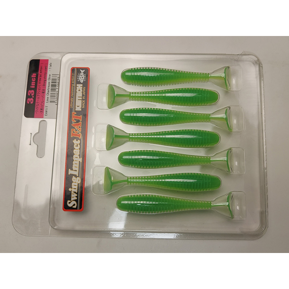 Силікон Keitech Swing Impact FAT 3.3" (7 шт/упак), колір:ea#11 limechartreuseglow, Довжина силікону: 3.3" (8.4 см), Колір силікону: EA#11 Lime Chartreuse Glow, фото , изображение 11