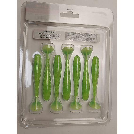 Силікон Keitech Swing Impact FAT 3.3" (7 шт/упак), колір:ea#11 limechartreuseglow, Довжина силікону: 3.3" (8.4 см), Колір силікону: EA#11 Lime Chartreuse Glow, фото , изображение 7