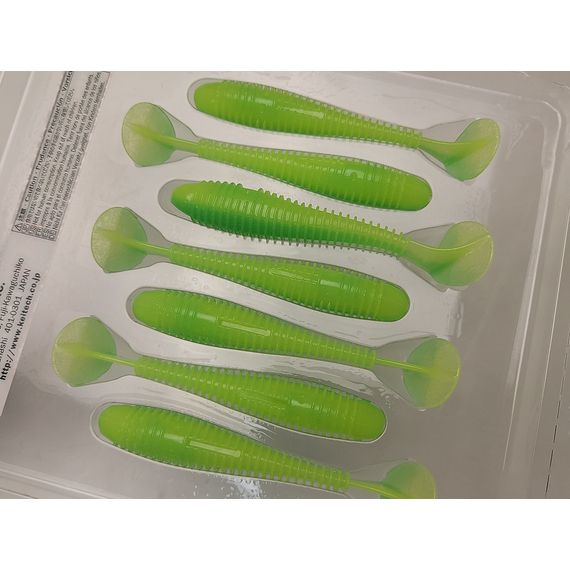 Силікон Keitech Swing Impact FAT 3.3" (7 шт/упак), колір:ea#11 limechartreuseglow, Довжина силікону: 3.3" (8.4 см), Колір силікону: EA#11 Lime Chartreuse Glow, фото , изображение 9