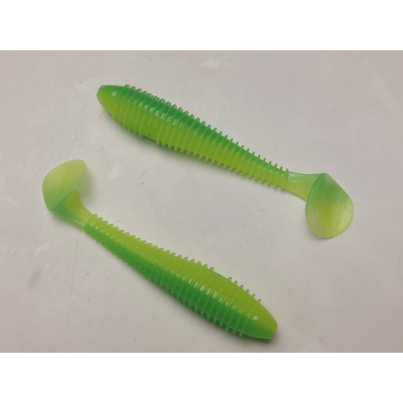 Силікон Keitech Swing Impact FAT 3.3" (7 шт/упак), колір:ea#11 limechartreuseglow, Довжина силікону: 3.3" (8.4 см), Колір силікону: EA#11 Lime Chartreuse Glow, фото , изображение 4