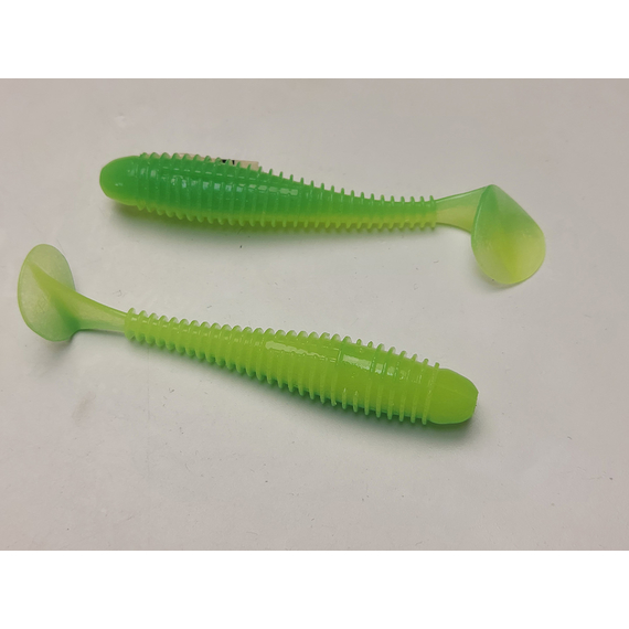 Силікон Keitech Swing Impact FAT 3.3" (7 шт/упак), колір:ea#11 limechartreuseglow, Довжина силікону: 3.3" (8.4 см), Колір силікону: EA#11 Lime Chartreuse Glow, фото , изображение 10