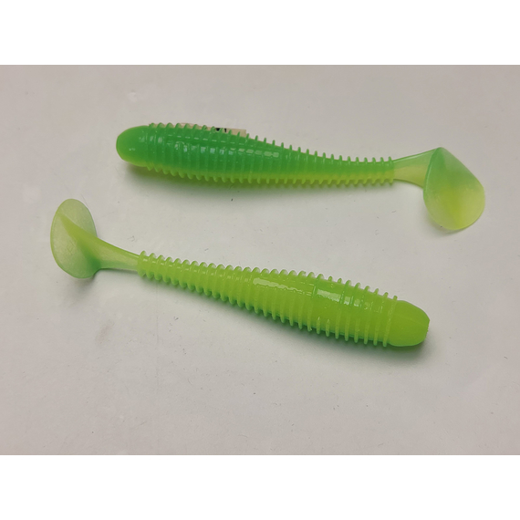Силікон Keitech Swing Impact FAT 3.3" (7 шт/упак), колір:ea#11 limechartreuseglow, Довжина силікону: 3.3" (8.4 см), Колір силікону: EA#11 Lime Chartreuse Glow, фото , изображение 5