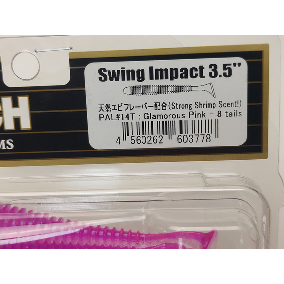 Силікон Keitech Swing Impact 3.5" (8 шт/упак), колір:pal#14 glamorous pink, Довжина силікону: 3.5" (8.9 см), Колір силікону: PAL#14 Glamorous Pink, фото , изображение 10