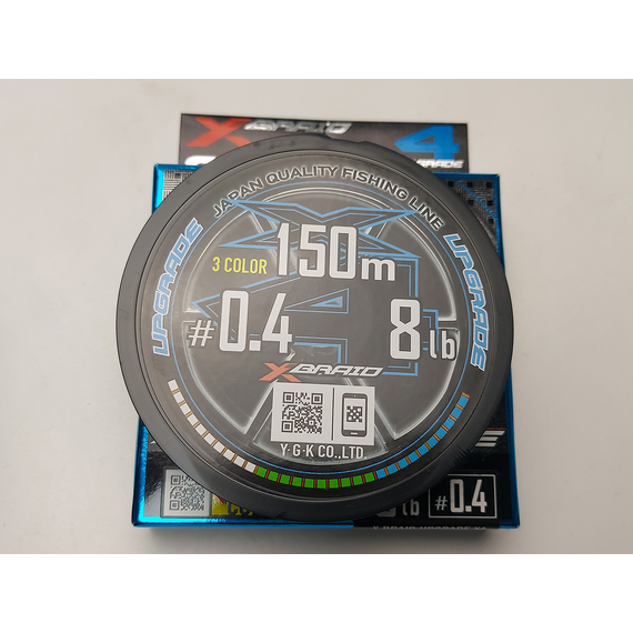 Шнур YGK X-Braid Upgrade X4 3colored 150m #0.4/0.104mm 8Lb/3.63kg, Діаметр: #0.4/0.104mm, Розмотування: 150m, фото , изображение 4