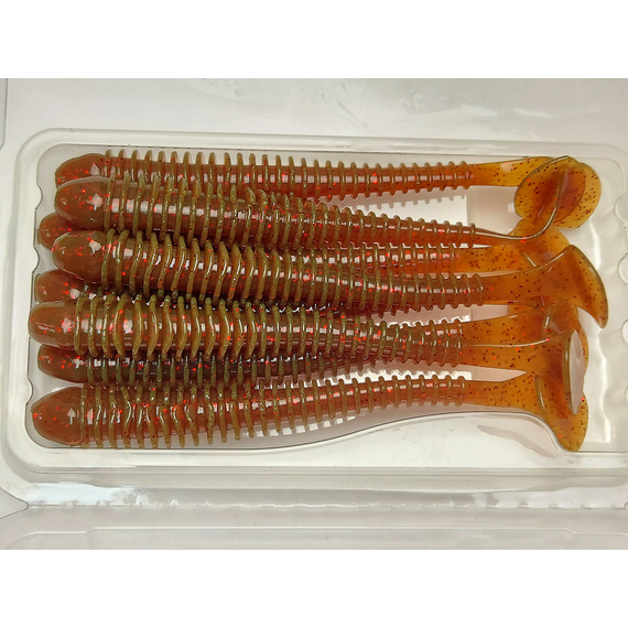 Силікон Keitech Swing Impact 4" (8 шт/упак), колір:pal#07 motoroil red flake, Довжина силікону: 4" (10.2 см), Колір силікону: pal#07 motoroil red flake, фото , изображение 6
