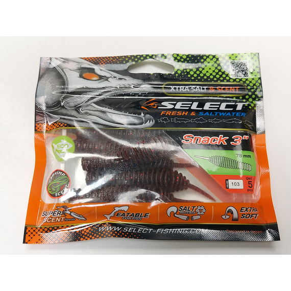 Силикон Select Snack 3.0" col.103 (5 шт/пак), Длина силикона: 3" (7.8 см), Расцветка силикона: 103, фото , изображение 5
