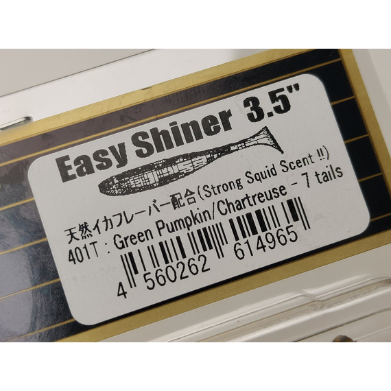 Силікон Keitech Easy Shiner 3.5", колір:401 greenpumpkinpp.chart, Довжина силікону: 3.5" (8.9 см), Колір силікону: 401 Green Pumpkin/Chartreuse, фото , изображение 13