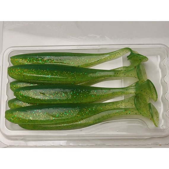 Силікон Keitech Easy Shiner 4" (7 шт/упак), колір:424 lime chartreuse, Довжина силікону: 4" (10.2 см), Колір силікону: 424 Lime Chartreuse, фото , изображение 6