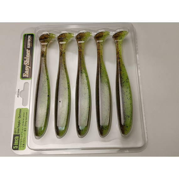 Силікон Keitech Easy Shiner 5" (5 шт/упак), колір:401 greenpumpkinpp.chart, Довжина силікону: 5" (12.7 см), Колір силікону: 401 Green Pumpkin/Chartreuse, фото , изображение 10