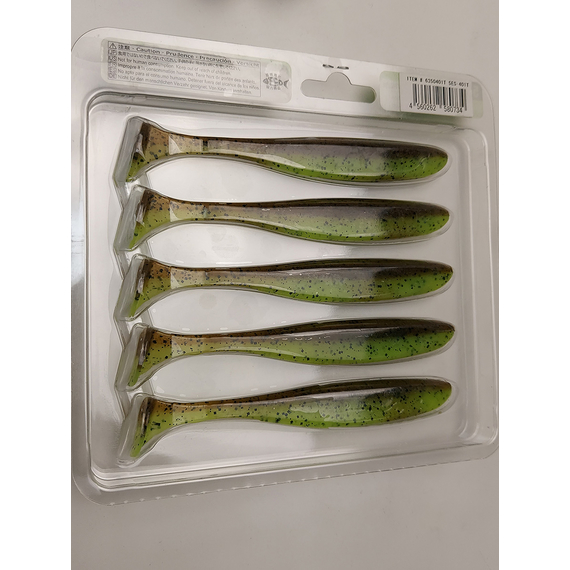 Силікон Keitech Easy Shiner 5" (5 шт/упак), колір:401 greenpumpkinpp.chart, Довжина силікону: 5" (12.7 см), Колір силікону: 401 Green Pumpkin/Chartreuse, фото , изображение 7