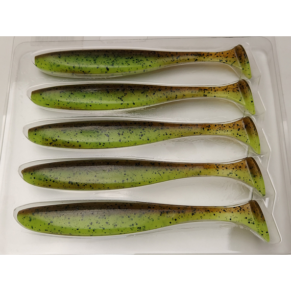 Силікон Keitech Easy Shiner 5" (5 шт/упак), колір:401 greenpumpkinpp.chart, Довжина силікону: 5" (12.7 см), Колір силікону: 401 Green Pumpkin/Chartreuse, фото , изображение 8