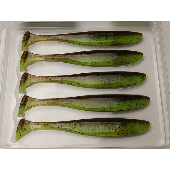 Силікон Keitech Easy Shiner 5" (5 шт/упак), колір:401 greenpumpkinpp.chart, Довжина силікону: 5" (12.7 см), Колір силікону: 401 Green Pumpkin/Chartreuse, фото , изображение 9