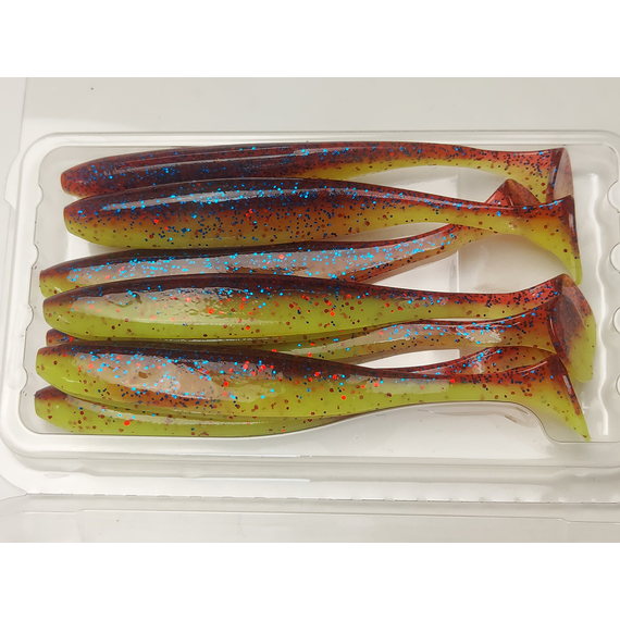 Силікон Keitech Easy Shiner 4" (7 шт/упак), колір:ea#15 grape chart red flk, Довжина силікону: 4" (10.2 см), Колір силікону: ea#15 grape chart red flk, фото , изображение 6