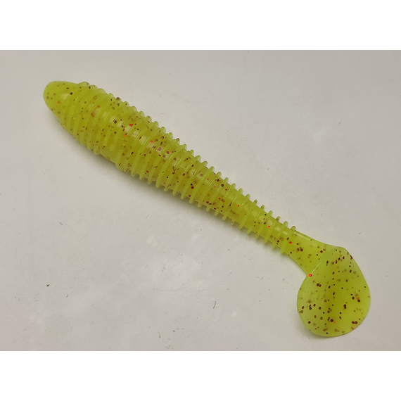 Силікон Keitech Swing Impact FAT 3.8" (6 шт/упак), колір:pal#01 chartreuseredflake, Довжина силікону: 3.8" (9.7 см), Колір силікону: PAL#01 Chartreuse Red Flake, фото , изображение 3