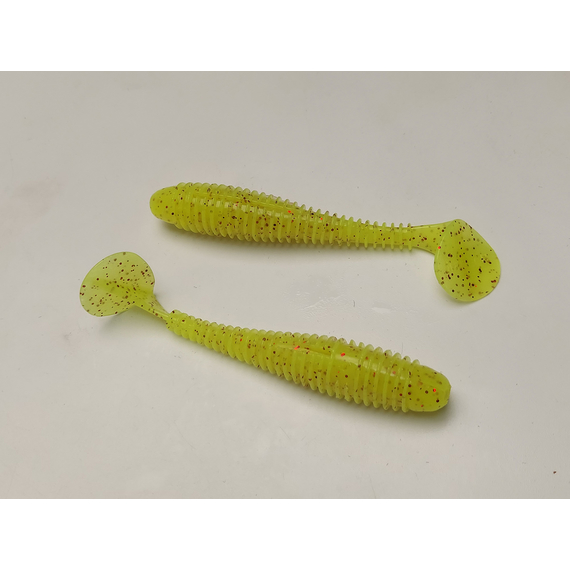 Силікон Keitech Swing Impact FAT 3.8" (6 шт/упак), колір:pal#01 chartreuseredflake, Довжина силікону: 3.8" (9.7 см), Колір силікону: PAL#01 Chartreuse Red Flake, фото , изображение 5