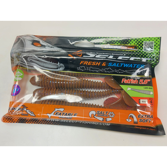 Силікон Select Fatfish 5.8" col.900 (4 шт/упак), Довжина силікону: 5.8" (14.73 см), Колір силікону: 900, фото , изображение 11