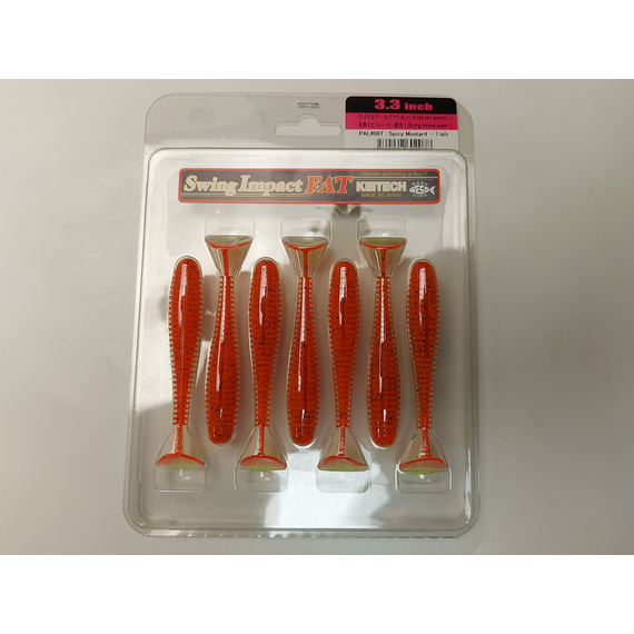 Силикон Keitech Swing Impact FAT 3.3" (7 шт/упак), цвет: pal#08 spicy mustard, Длина силикона: 3.3" (8.4 см), Расцветка силикона: PAL#08 Spicy Mustad, фото , изображение 6