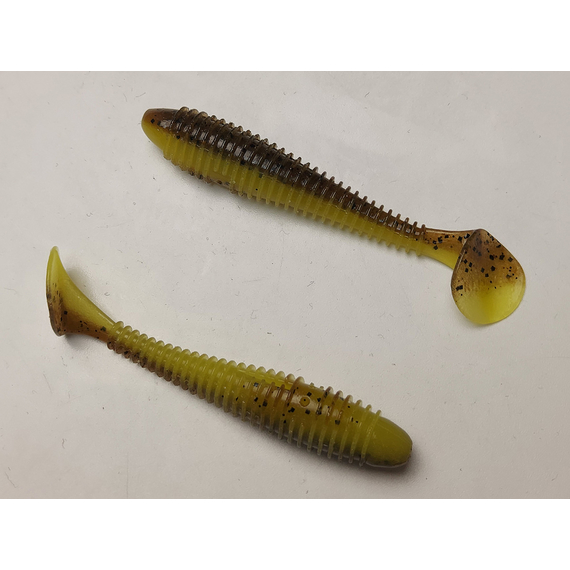 Силікон Keitech Swing Impact FAT 3.3" (7 шт/упак), колір:pal#10 bumblebee, Довжина силікону: 3.3" (8.4 см), Колір силікону: PAL#10 Bumblebee, фото , изображение 4