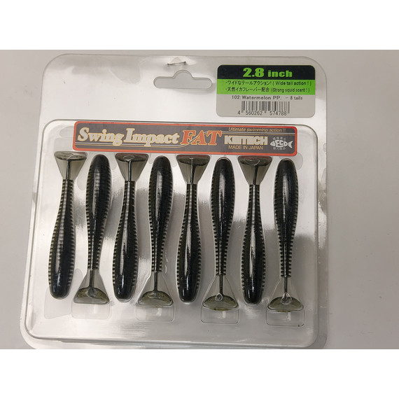 Силикон Keitech Swing Impact FAT 2.8" (8 шт/упак) цвет: 101 green pumpkin pp., Длина силикона: 2.8" (7.1 см), Расцветка силикона: 101 Green Pumpkin PP, фото , изображение 7