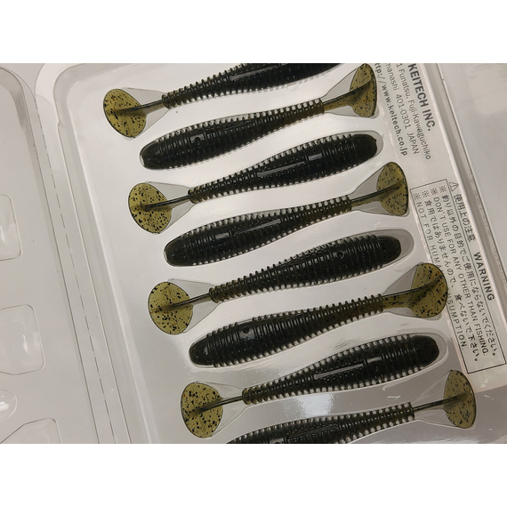 Силикон Keitech Swing Impact FAT 2.8" (8 шт/упак) цвет: 101 green pumpkin pp., Длина силикона: 2.8" (7.1 см), Расцветка силикона: 101 Green Pumpkin PP, фото , изображение 10