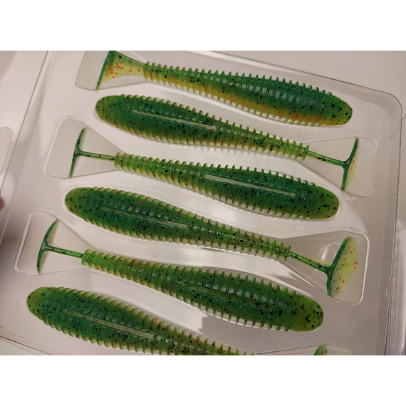 Силикон Keitech Swing Impact FAT 4.3" (6 шт/упак) цвет: ea#05 hot fire tiger, Длина силикона: 4.3" (10.9 см), Расцветка силикона: EA#05 Hot Fire Tiger, фото , изображение 7