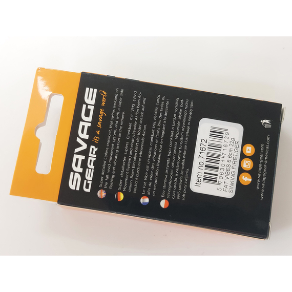 Воблер Savage Gear Fat Vibes 66S 66mm 22.0g Firetiger, Розмір/Вага: 66мм/22г, Колір воблера: Firetiger, фото , изображение 4