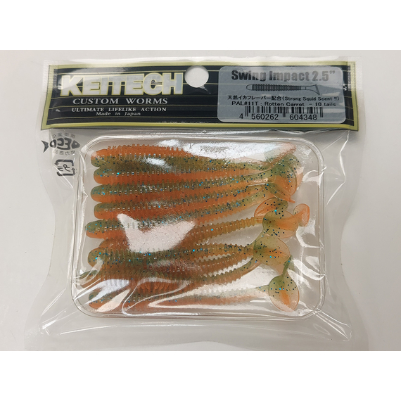 Силікон Keitech Swing Impact 2.5" (10 шт/упак), колір:pal#11 rotten carrot, Довжина силікону: 2.5" (6.3 см), Колір силікону: PAL#11 Rotten Carrot, фото , изображение 5