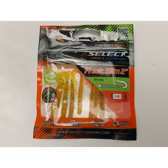 Силікон Select Freek Slim 2" col.006 (8 шт/пак), Довжина силікону: 2" (5.08 см), Колір силікону: 006, фото , изображение 9