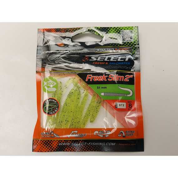 Силікон Select Freek Slim 2" col.072 (8 шт/пак), Довжина силікону: 2" (5.08 см), Колір силікону: 072, фото , изображение 6