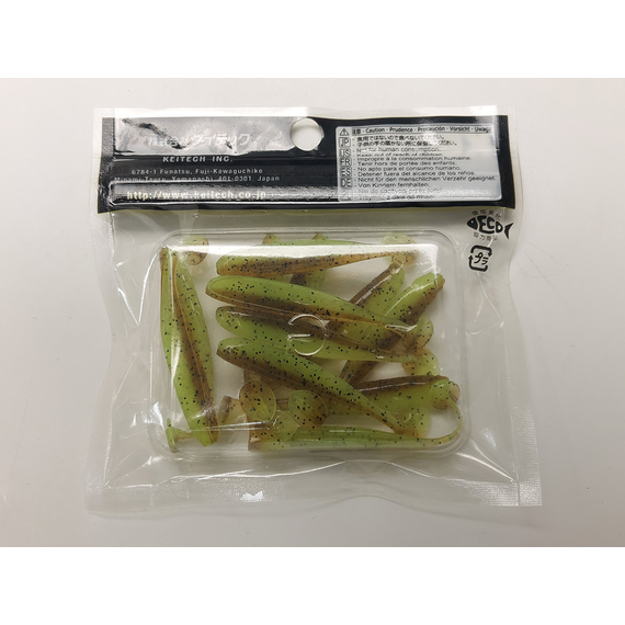 Силикон Keitech Easy Shiner 2" (12 шт/упак) ц:401 greenpumpkinpp.chart, Длина силикона: 2" (5.1 см), Расцветка силикона: 401 Green Pumpkin/Chartreuse, фото , изображение 12