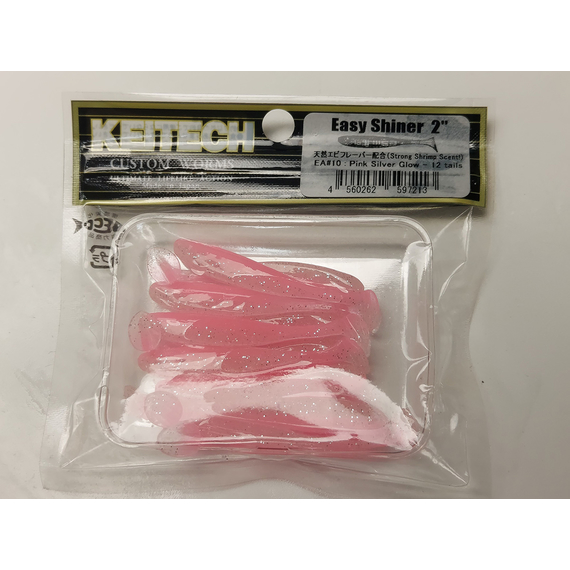 Силікон Keitech Easy Shiner 2" (12 шт/упак), колір:ea#10 pink silver glow, Довжина силікону: 2" (5.1 см), Колір силікону: EA#10 Pink Silver Glow, фото , изображение 7