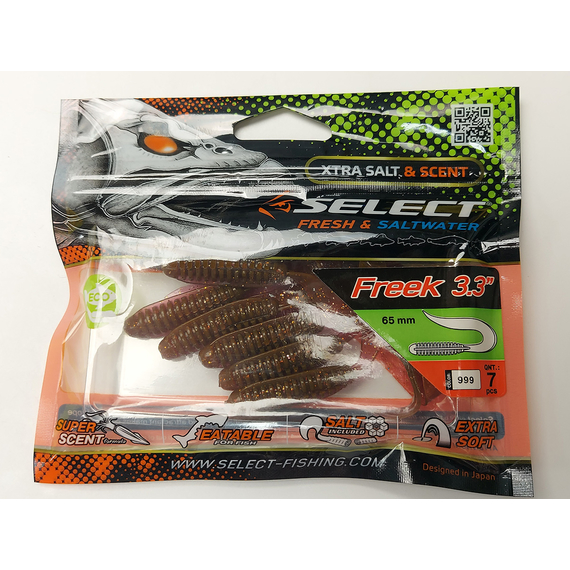 Силикон Select Freek 3.3" col.999 (7 шт/упак), Длина силикона: 3.3" (8.38 см), Расцветка силикона: 999, фото , изображение 7