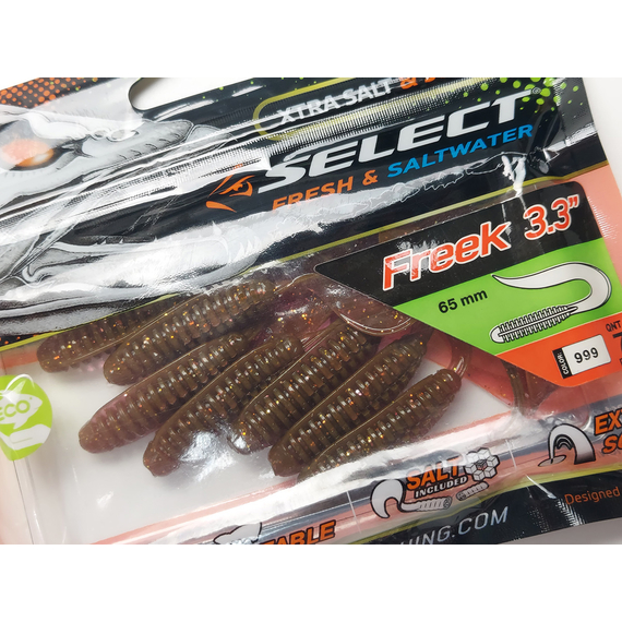 Силикон Select Freek 3.3" col.999 (7 шт/упак), Длина силикона: 3.3" (8.38 см), Расцветка силикона: 999, фото , изображение 8