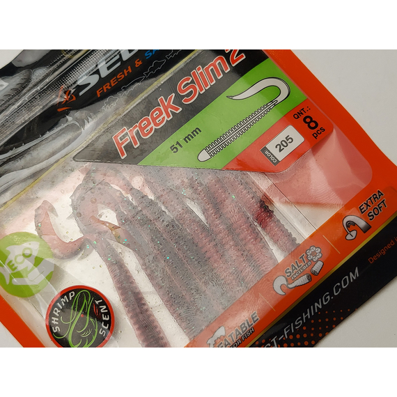 Силікон Select Freek Slim 2" col.205 (8 шт/пак), Довжина силікону: 2" (5.08 см), Колір силікону: 205, фото , изображение 11
