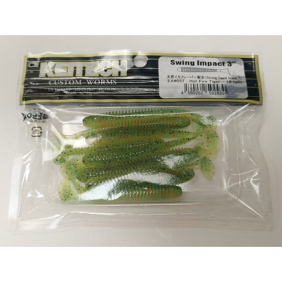 Силікон Keitech Swing Impact 3" (10 шт/упак), колір:ea#05 hot fire tiger, Довжина силікону: 3" (7.6 см), Колір силікону: EA#05 Hot Fire Tiger, фото , изображение 7