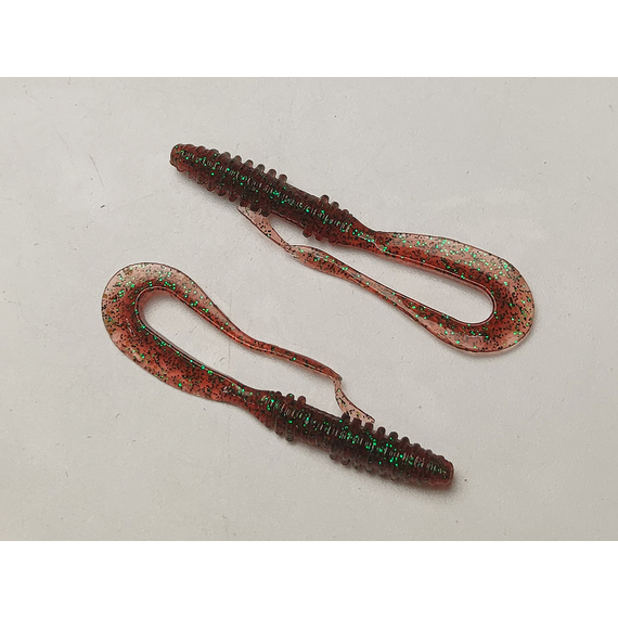 Силікон Keitech Mad Wag Mini 2.5" (12 шт/упак), колір:302 plum green flk., Довжина силікону: 2.5" (6.3 см), Колір силікону: 302 Plum Green Flk., фото , изображение 4