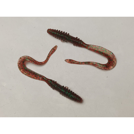 Силікон Keitech Mad Wag Mini 2.5" (12 шт/упак), колір:302 plum green flk., Довжина силікону: 2.5" (6.3 см), Колір силікону: 302 Plum Green Flk., фото , изображение 5