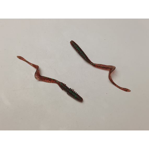 Силікон Keitech Mad Wag Mini 2.5" (12 шт/упак), колір:302 plum green flk., Довжина силікону: 2.5" (6.3 см), Колір силікону: 302 Plum Green Flk., фото , изображение 6